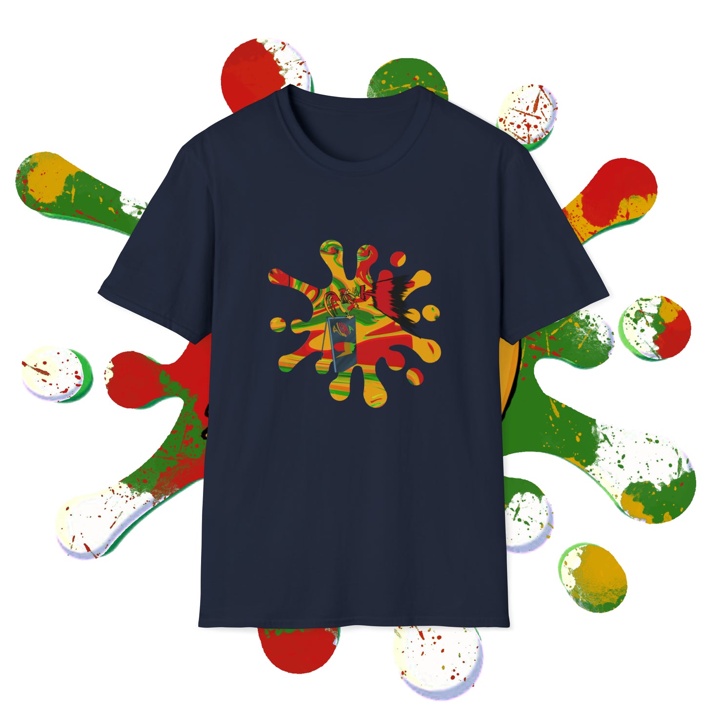 Rasta Rooster Ink Drop Tee Printify