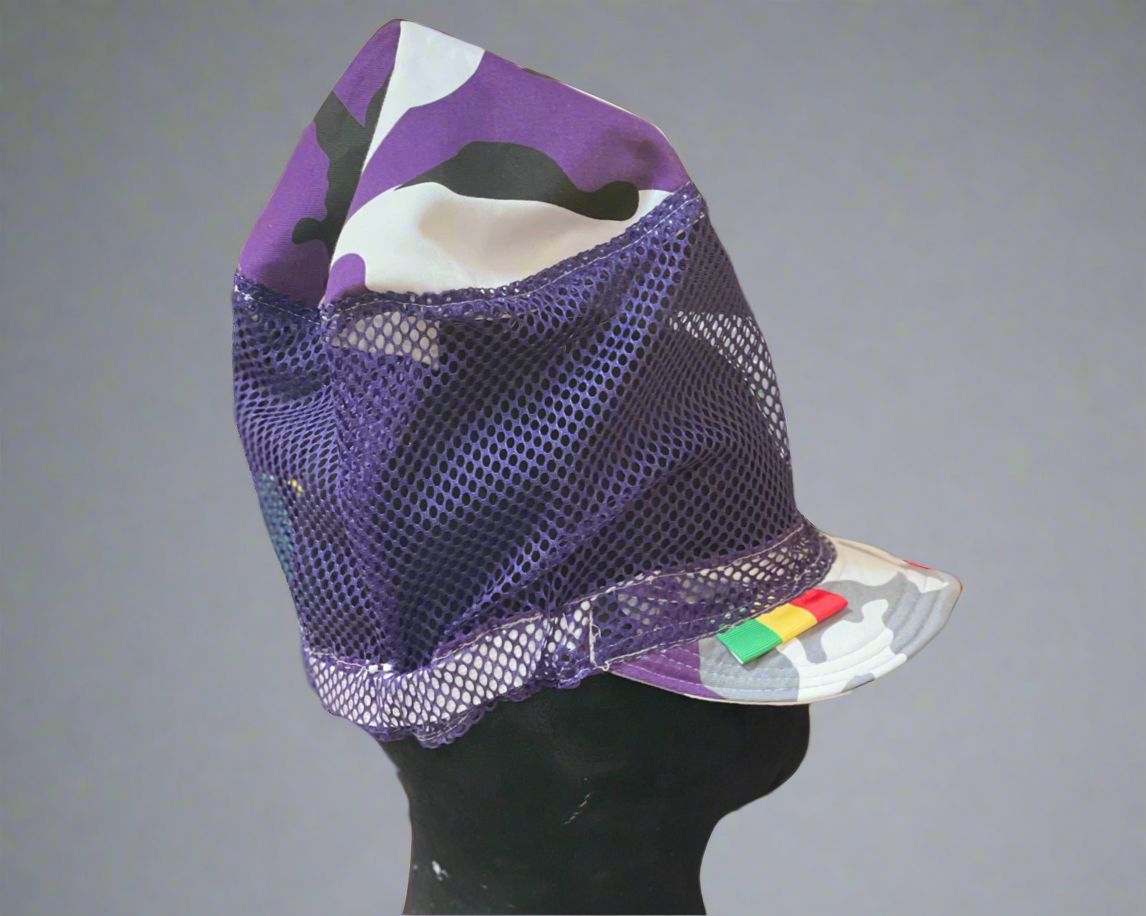 Yes 👁️ Breeze Crown – Purple Camo Mesh Rasta Rooster