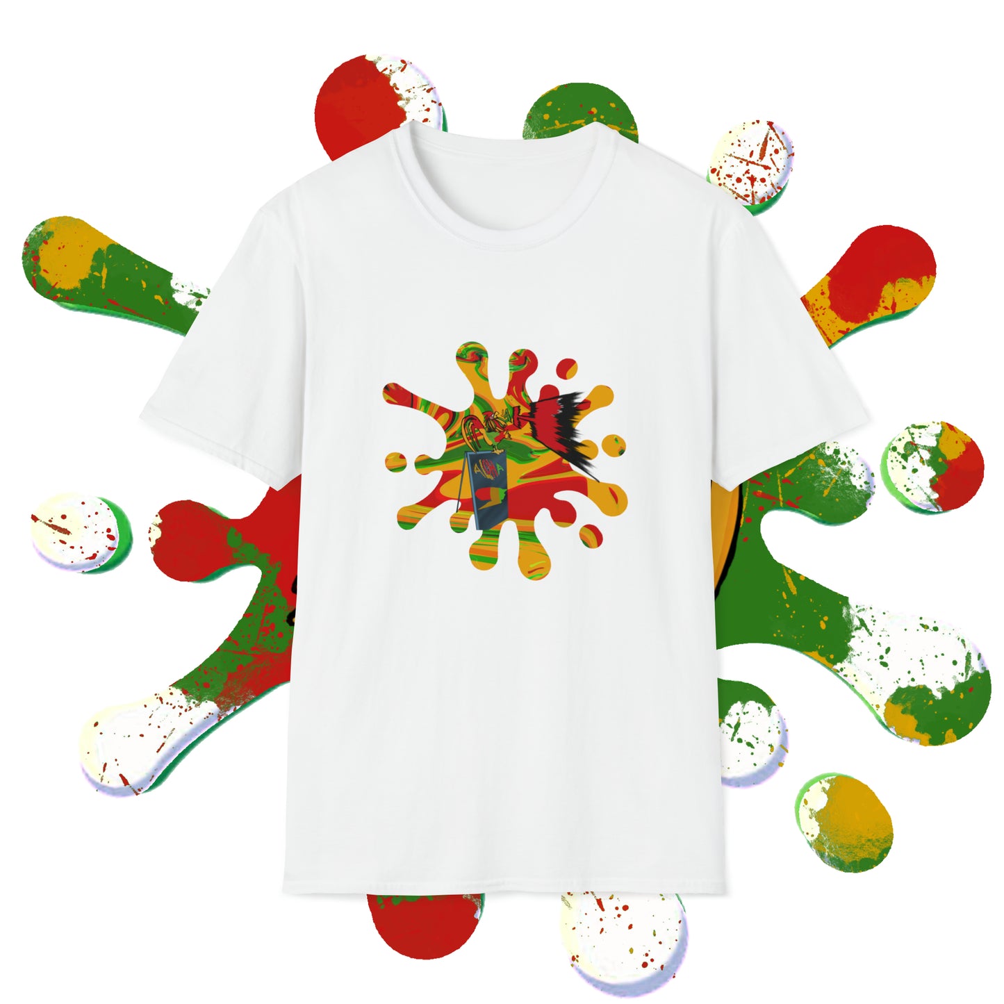Rasta Rooster Ink Drop Tee Printify