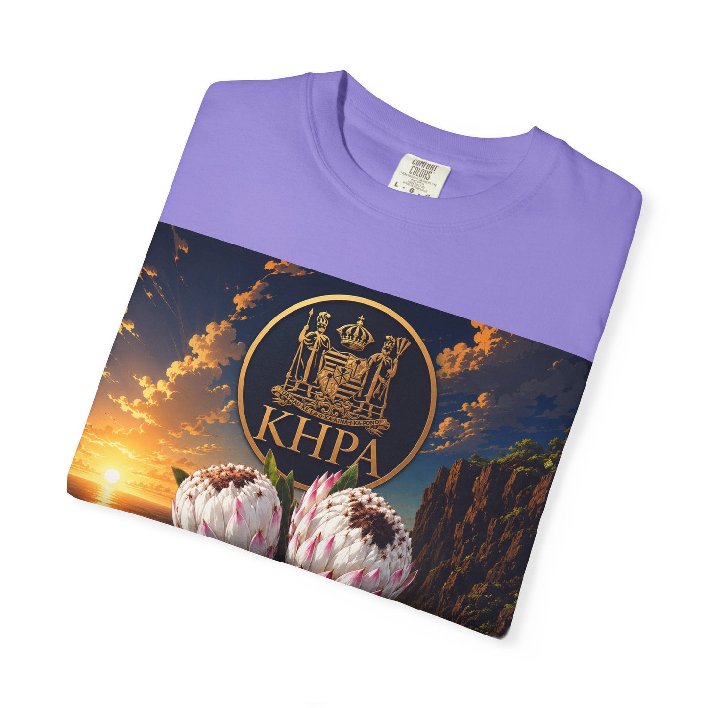 Keiki Aipohaku ʻO Ka ʻĀina T-Shirt — Hawaiian Sunset Protea Design Printify