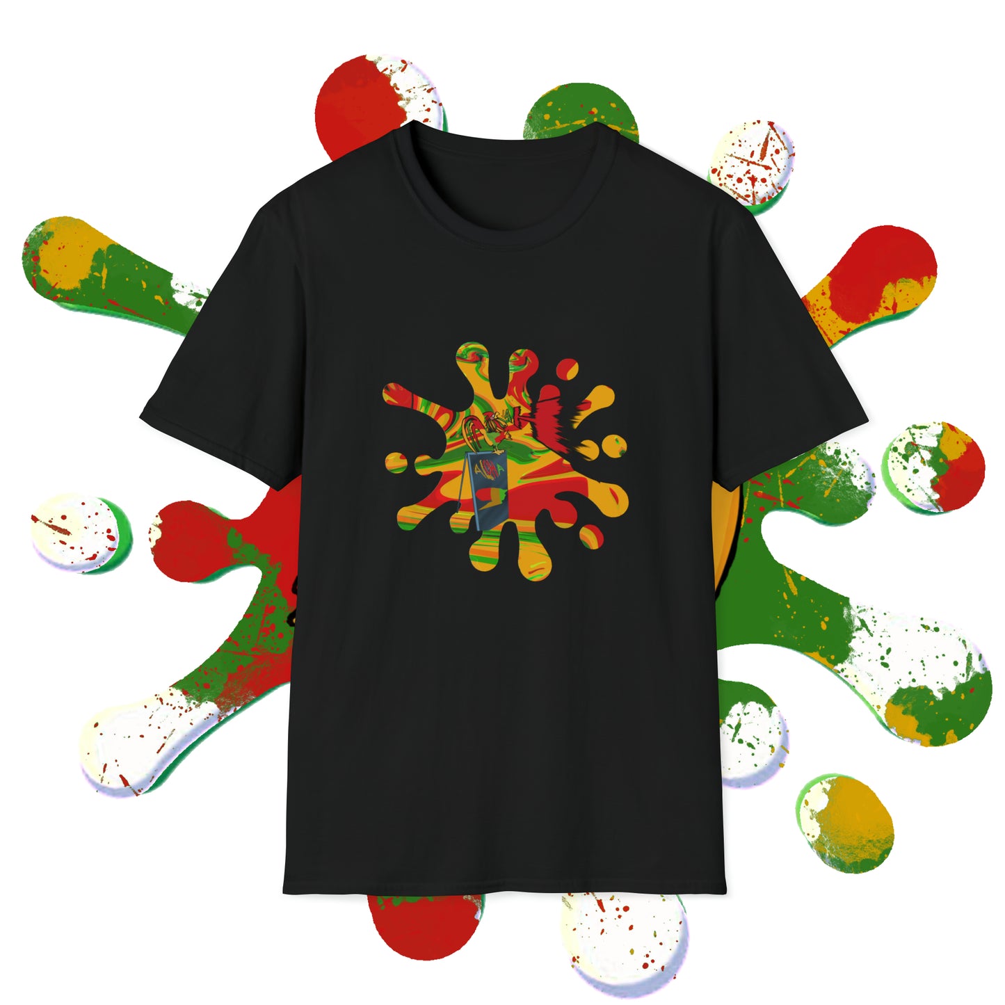 Rasta Rooster Ink Drop Tee Printify