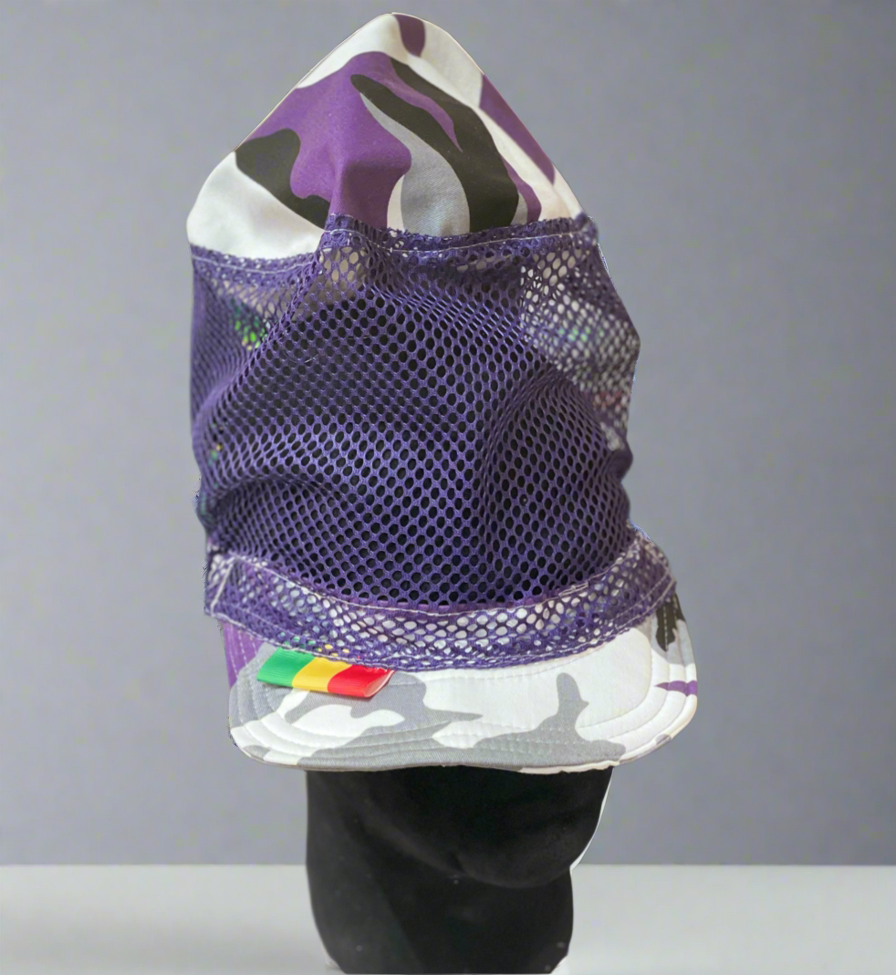 Yes 👁️ Breeze Crown – Purple Camo Mesh Rasta Rooster