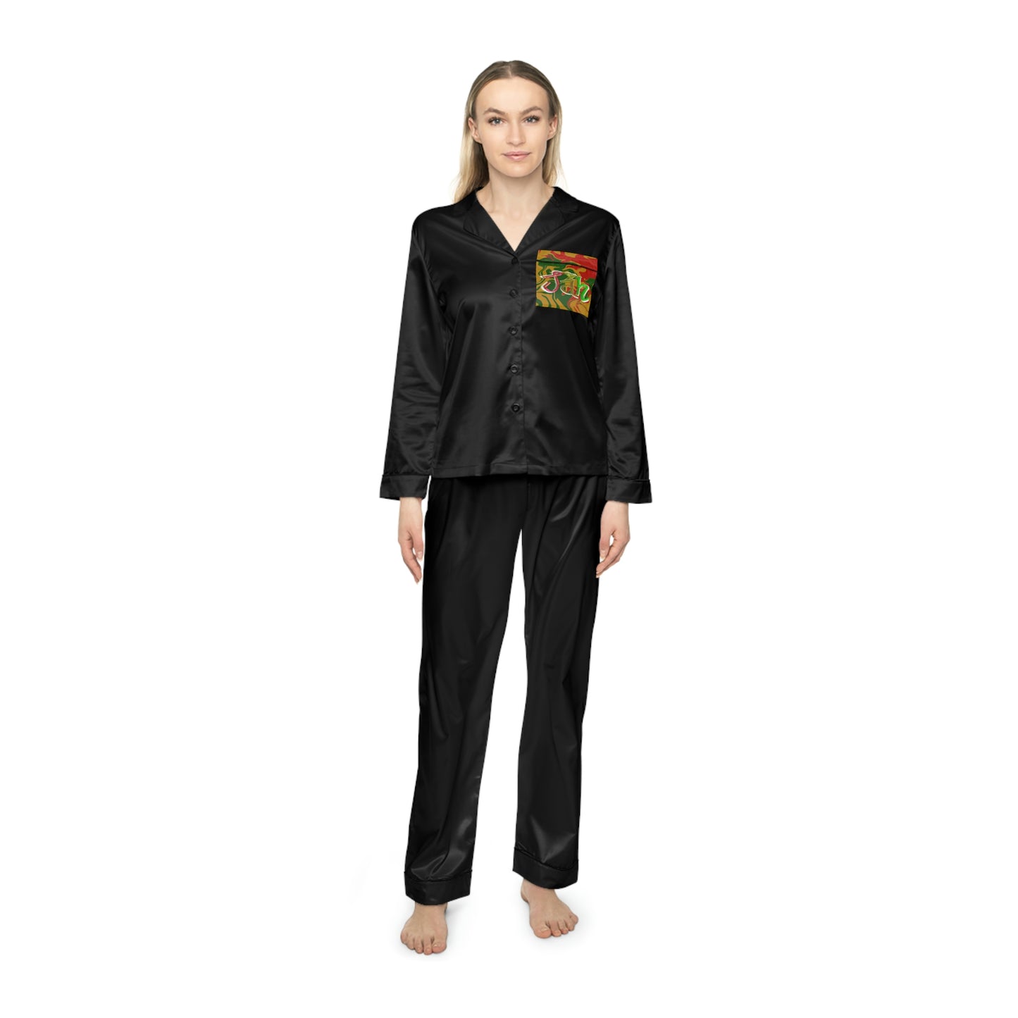 Women's Satin Rasta Rooster Pajamas Printify