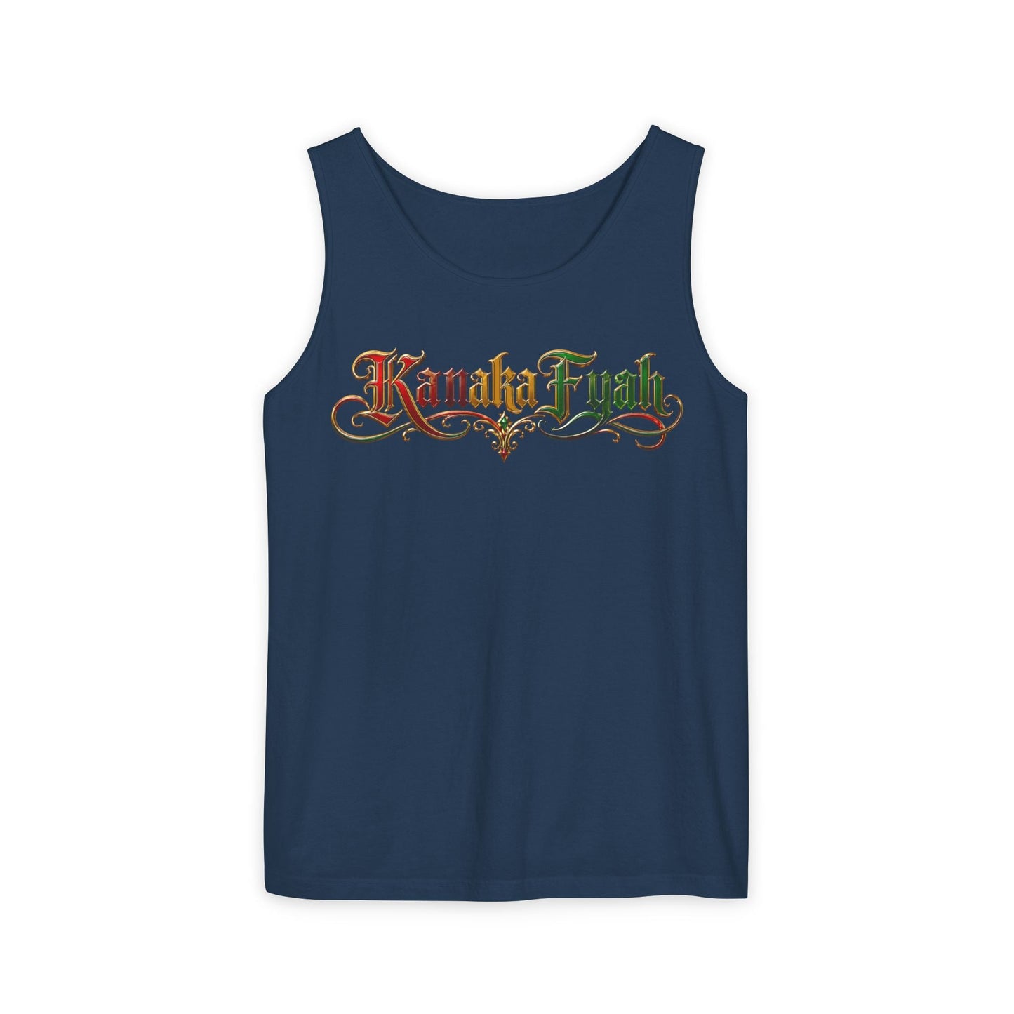 Kanaka Fyah Decorative Script Tank Top — Hawaiian Pride Graphic Tank Printify