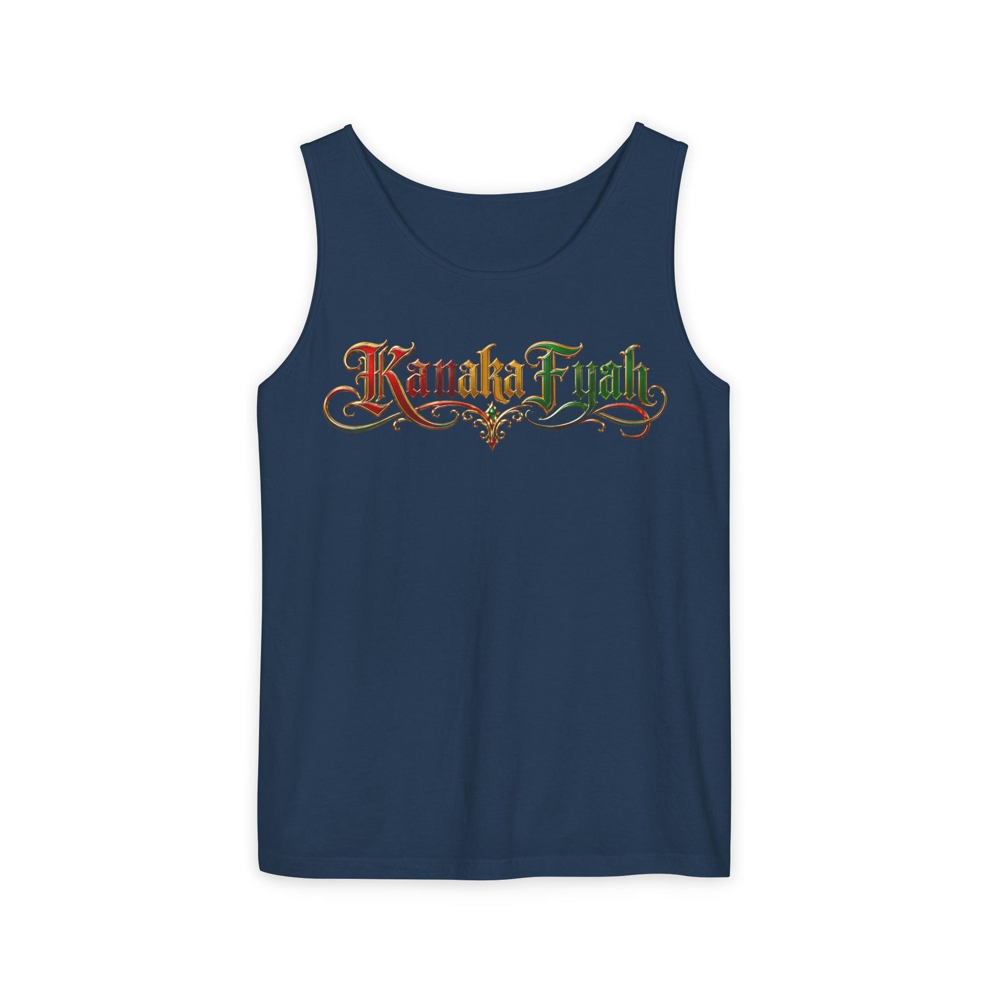 Kanaka Fyah Decorative Script Tank Top — Hawaiian Pride Graphic Tank Printify