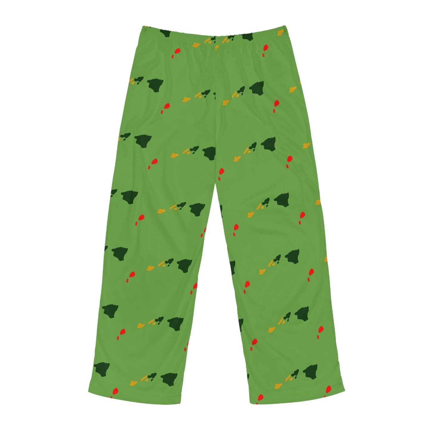 Holiday Hawaiian Pattern Pajama Pants — Men's Green Christmas Lounge Pants Printify
