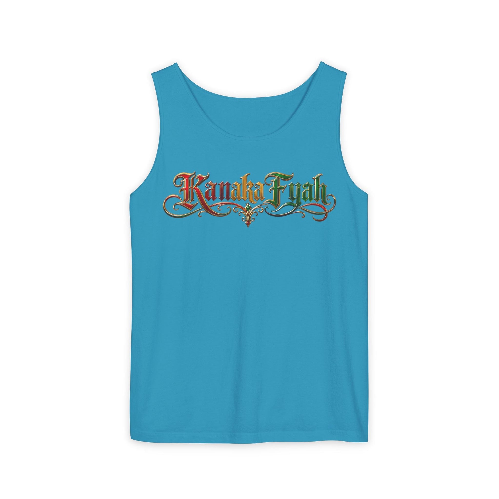 Kanaka Fyah Decorative Script Tank Top — Hawaiian Pride Graphic Tank Printify
