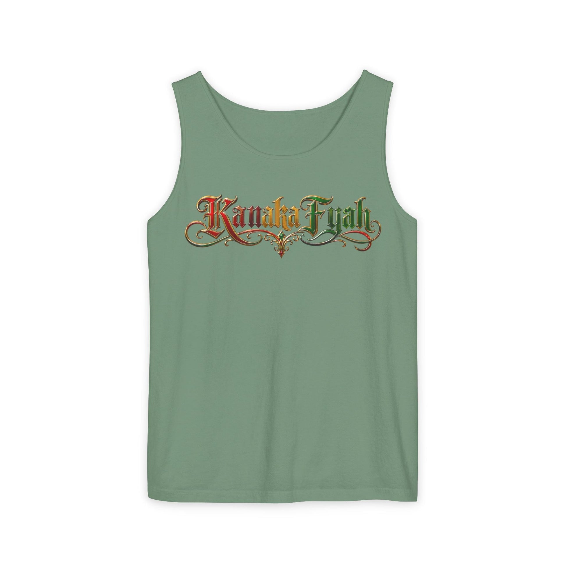 Kanaka Fyah Decorative Script Tank Top — Hawaiian Pride Graphic Tank Printify