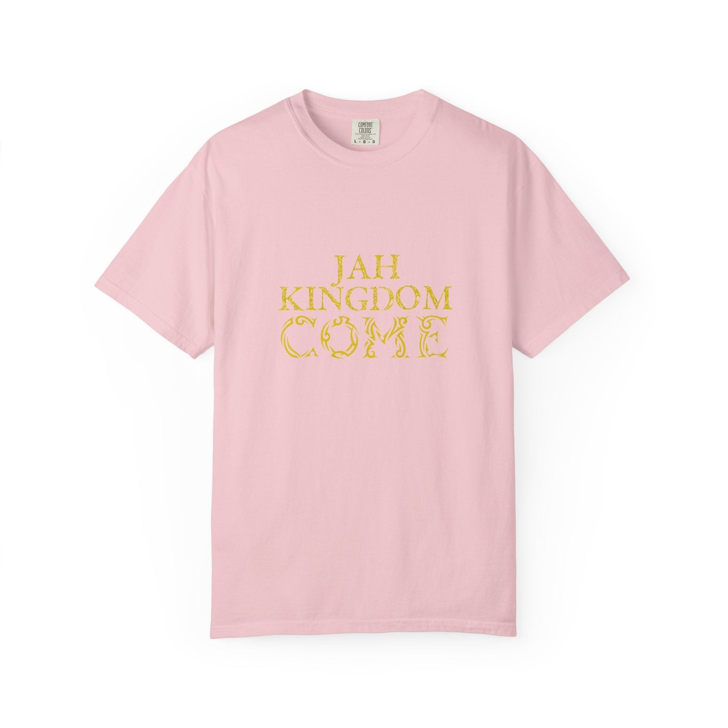 Jah Kingdom Come T‑Shirt — Gold Script Reggae Faith Tee Printify