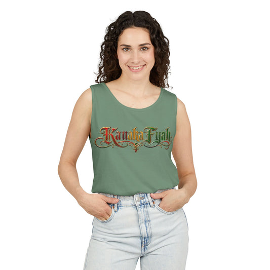 Kanaka Fyah Decorative Script Tank Top — Hawaiian Pride Graphic Tank Printify