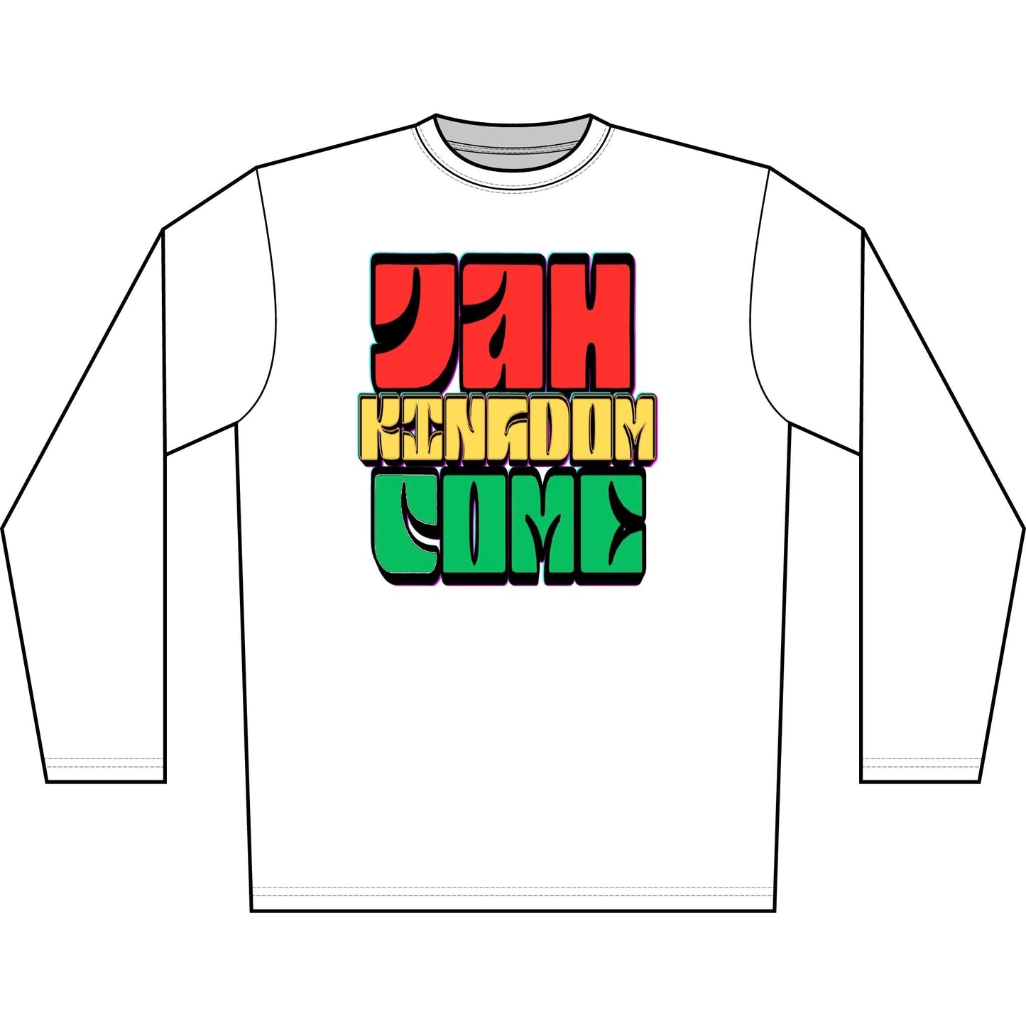 Long Sleeve Shirt — "Jah Kingdom Come" Rasta Reggae Graphic Printify
