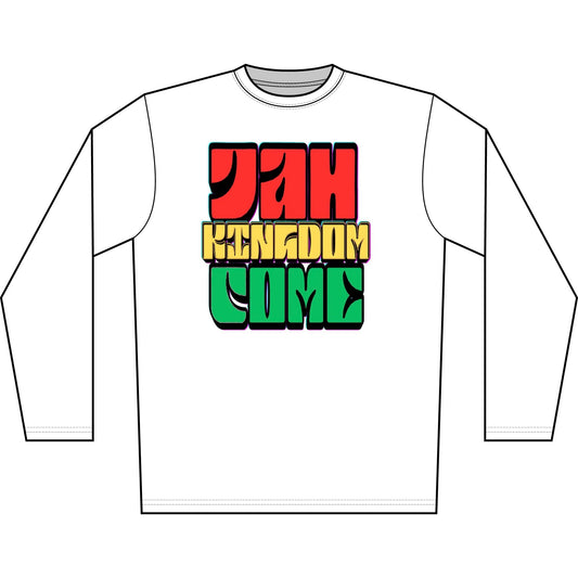 Long Sleeve Shirt — "Jah Kingdom Come" Rasta Reggae Graphic Printify