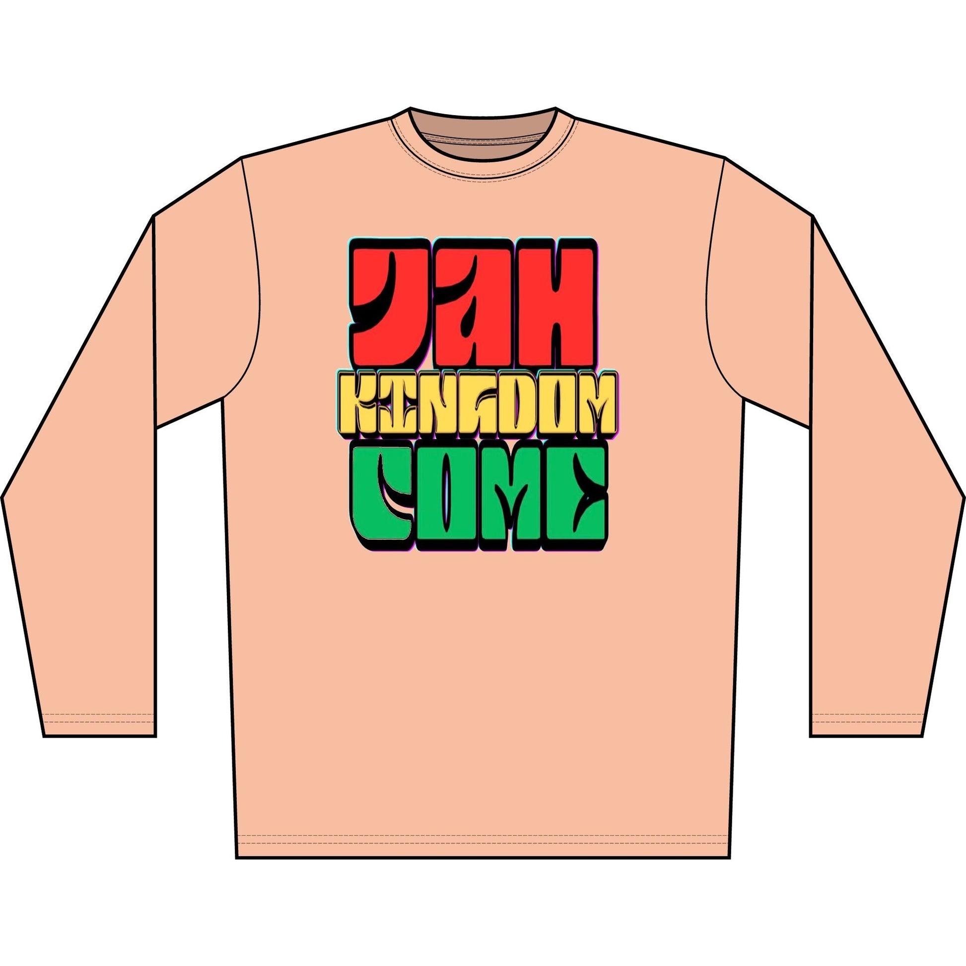 Long Sleeve Shirt — "Jah Kingdom Come" Rasta Reggae Graphic Printify