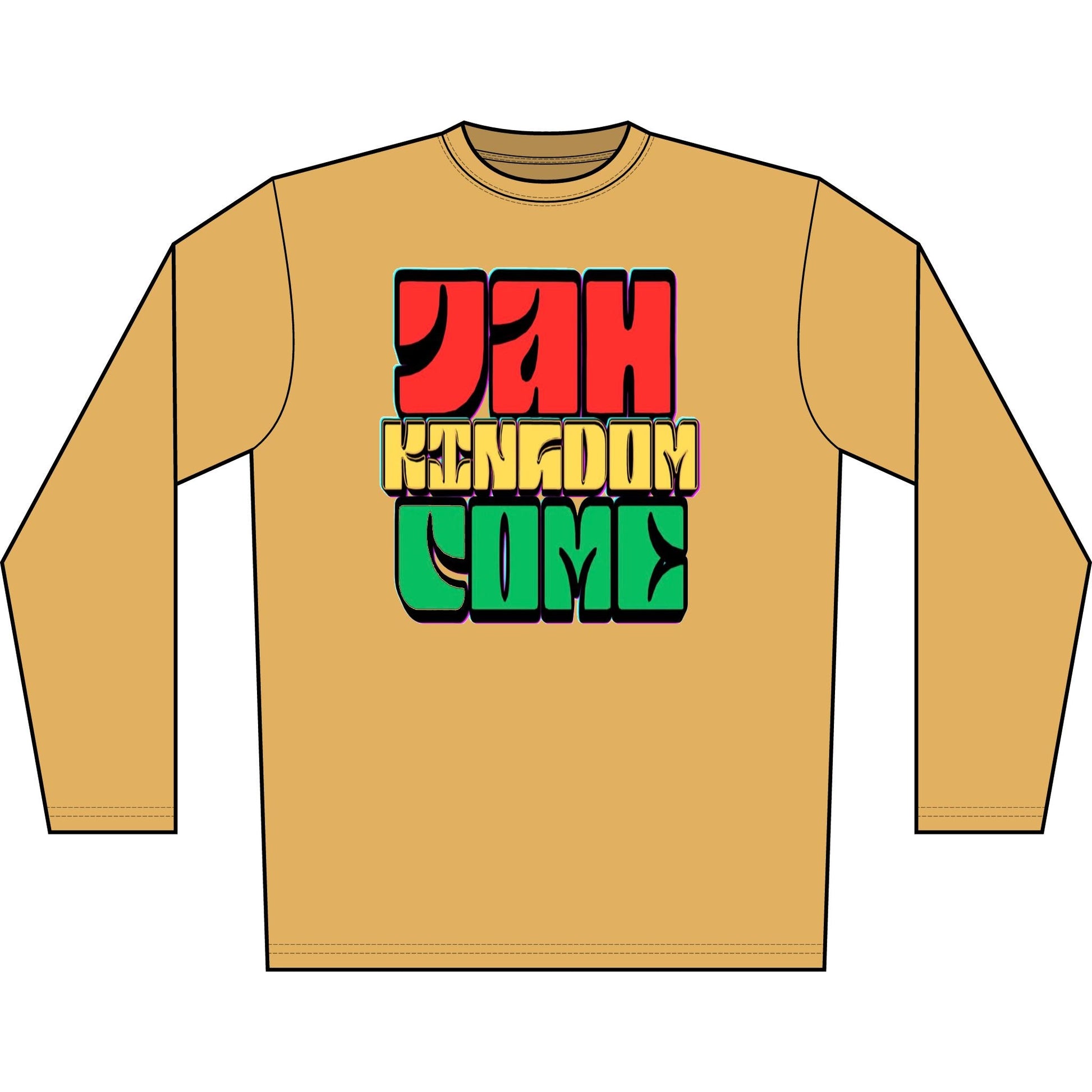 Long Sleeve Shirt — "Jah Kingdom Come" Rasta Reggae Graphic Printify
