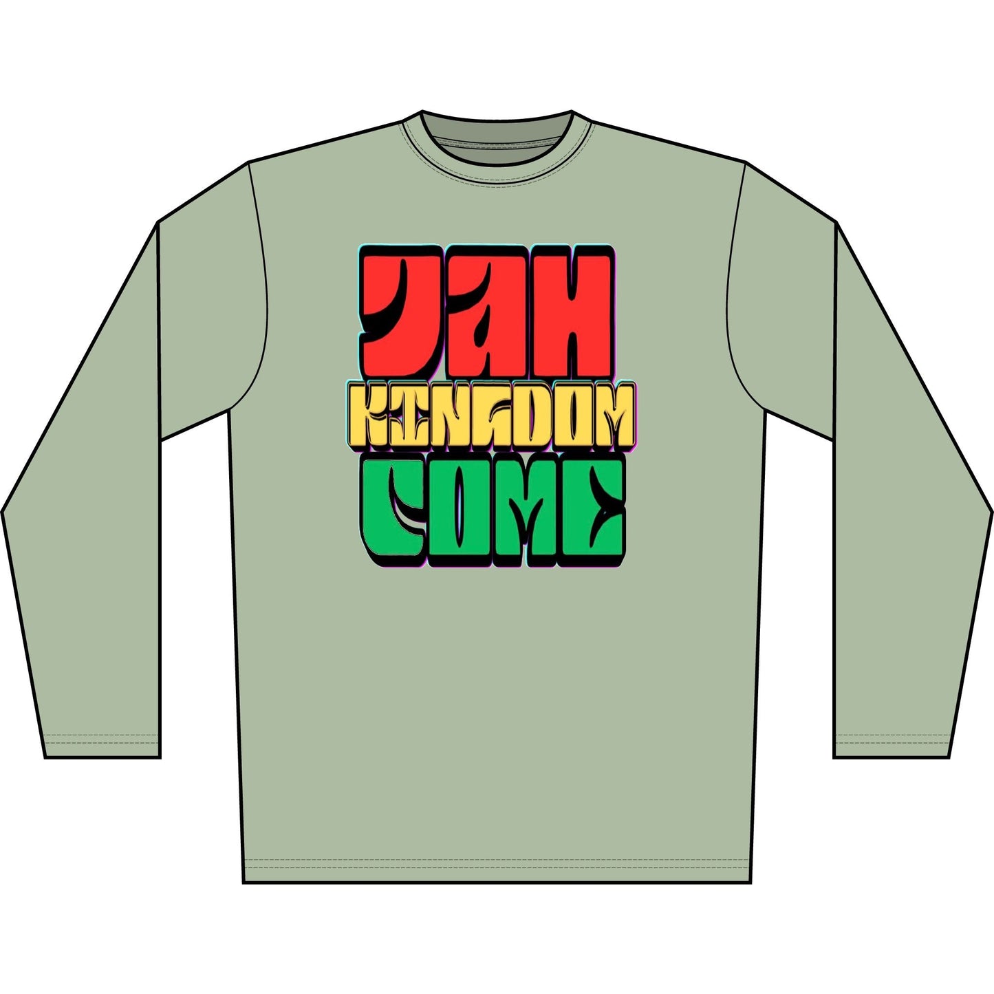 Long Sleeve Shirt — "Jah Kingdom Come" Rasta Reggae Graphic Printify