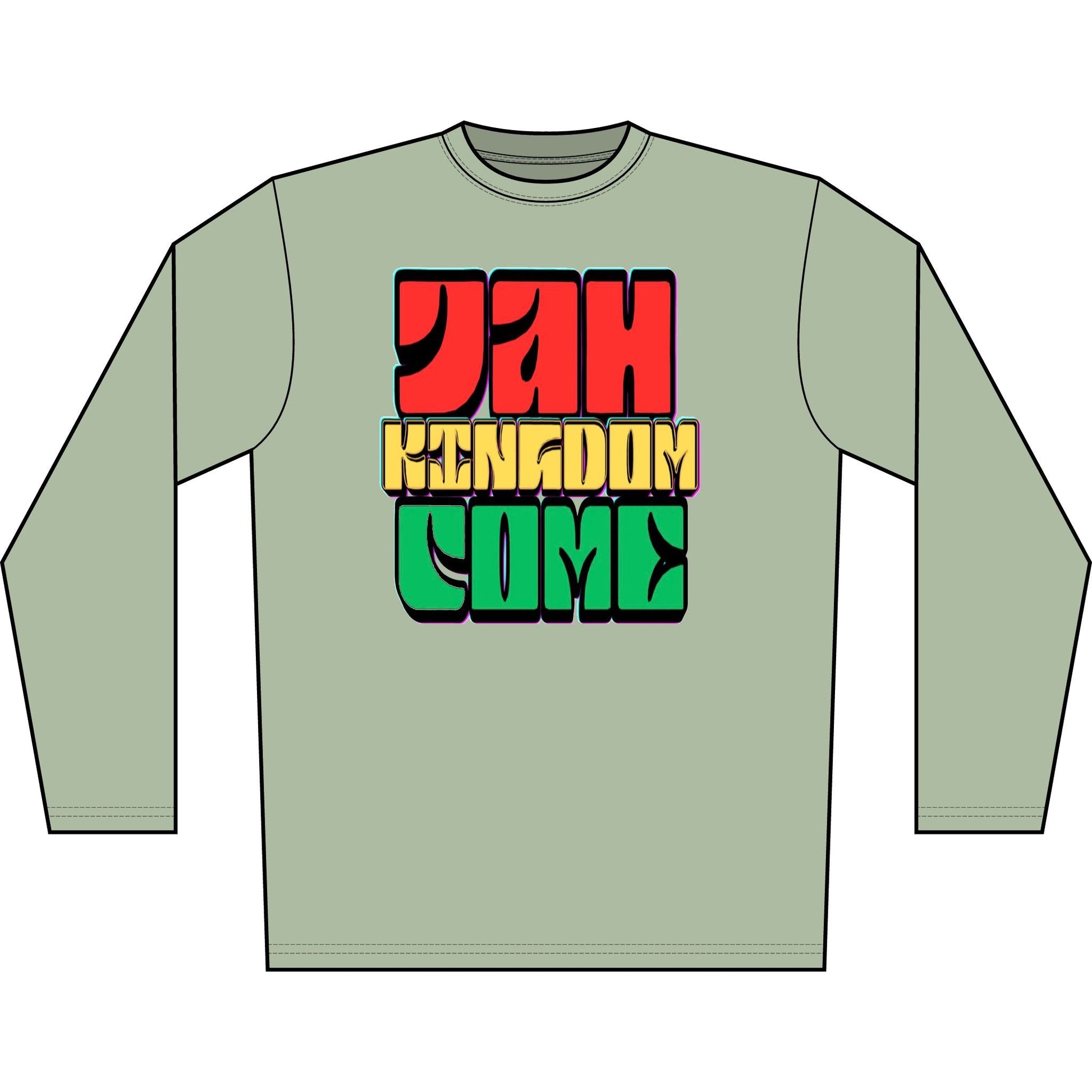 Long Sleeve Shirt — "Jah Kingdom Come" Rasta Reggae Graphic Printify