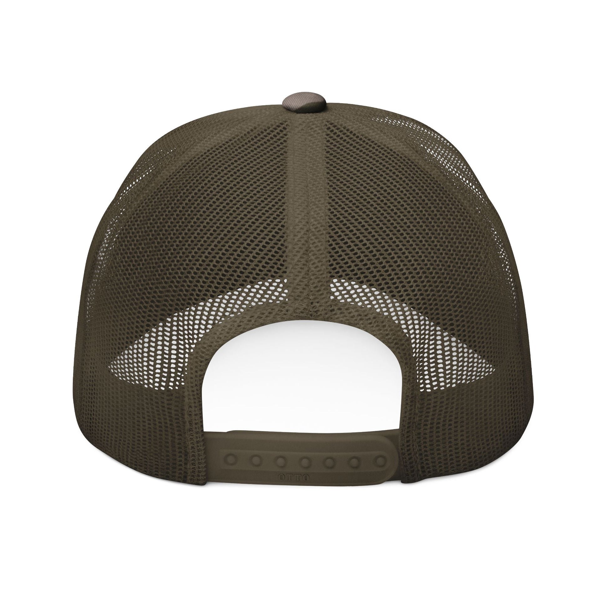 Camouflage Trucker Hat — Embroidered "War Is A Crime" Anti-War Statement Cap Printify