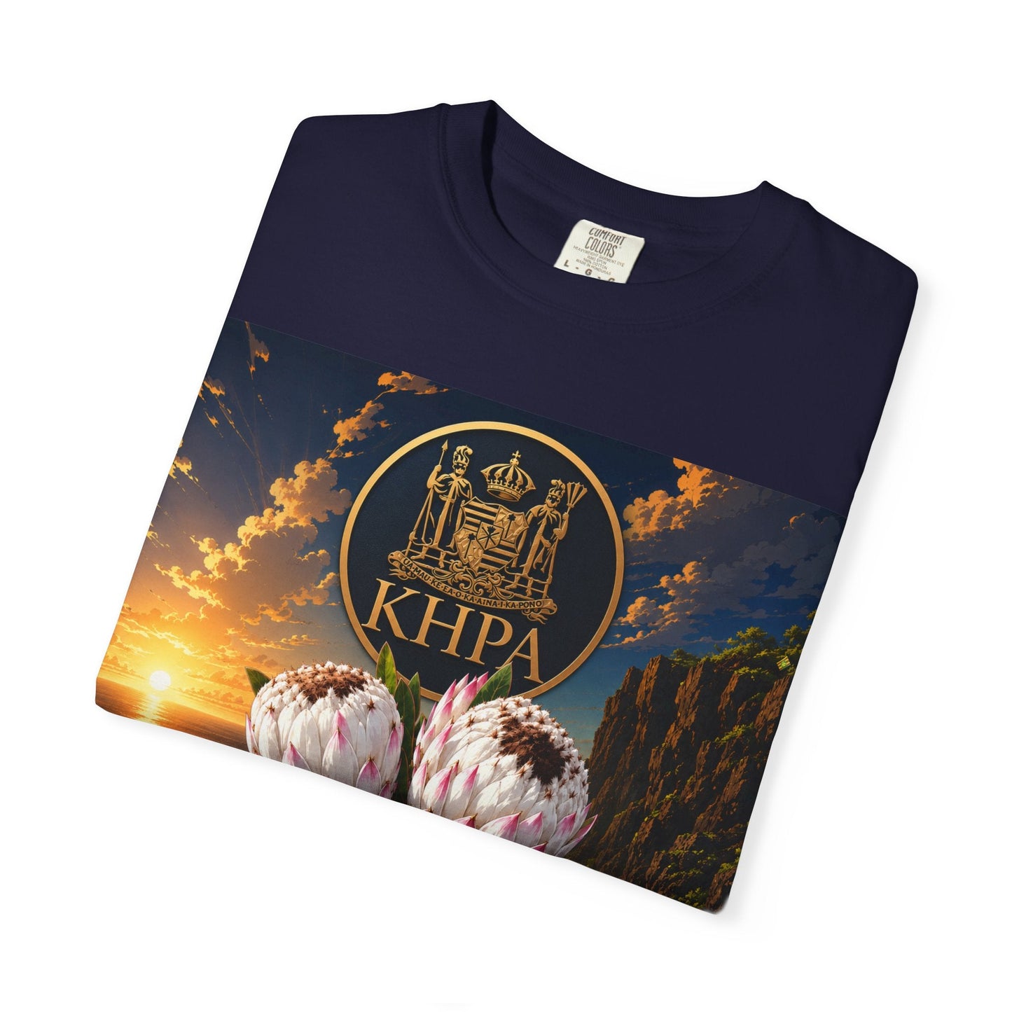 Keiki Aipohaku ʻO Ka ʻĀina T-Shirt — Hawaiian Sunset Protea Design Printify