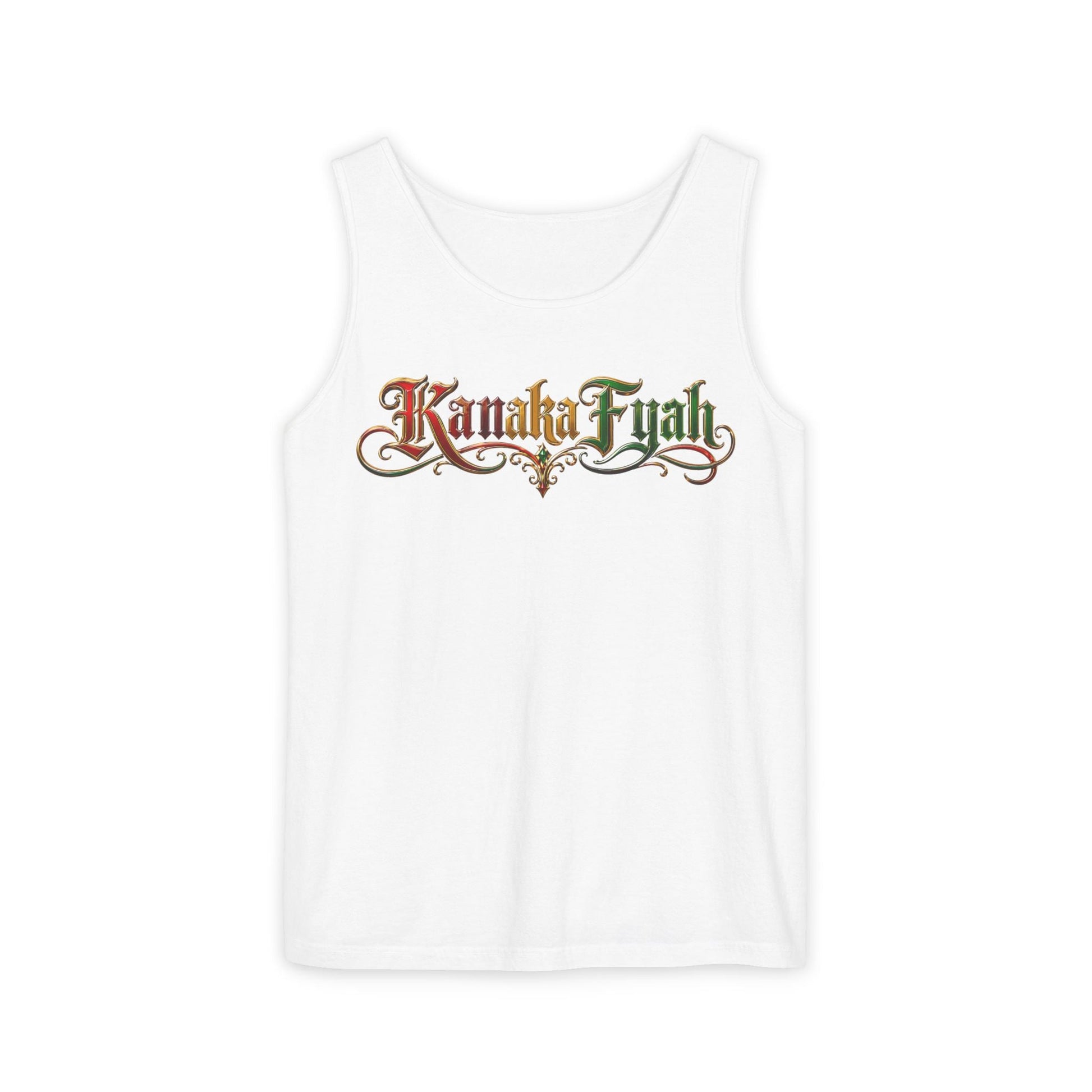 Kanaka Fyah Decorative Script Tank Top — Hawaiian Pride Graphic Tank Printify