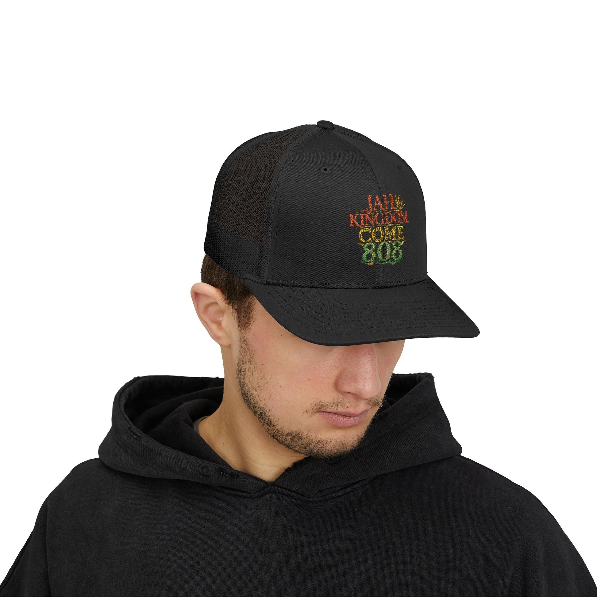 808 Love Snapback Trucker Cap — Retro Hawaiian Aloha Mesh Hat Printify