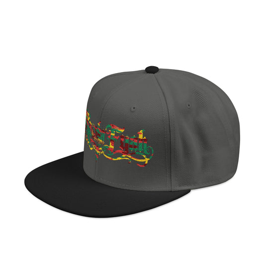 Embroidered Rasta Script Snapback Hat — Colorful Reggae Streetwear Printify