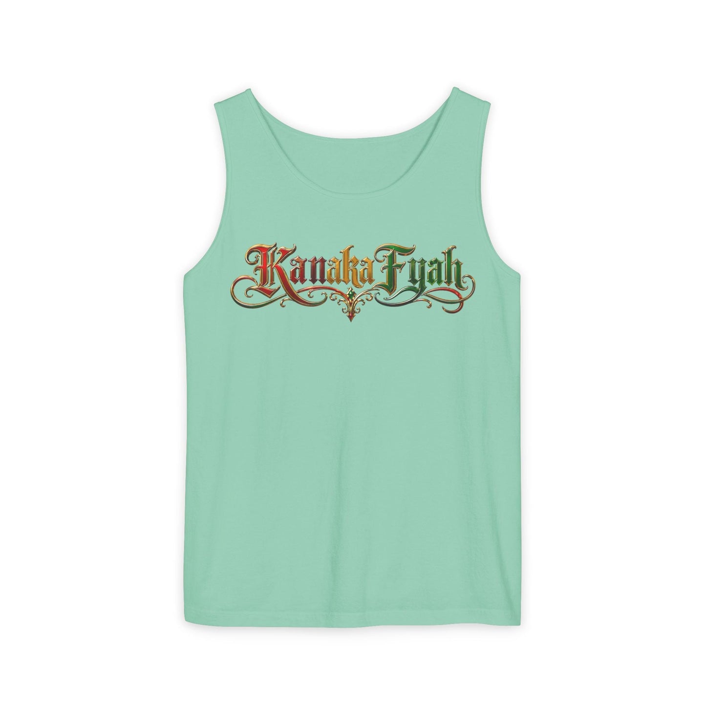 Kanaka Fyah Decorative Script Tank Top — Hawaiian Pride Graphic Tank Printify