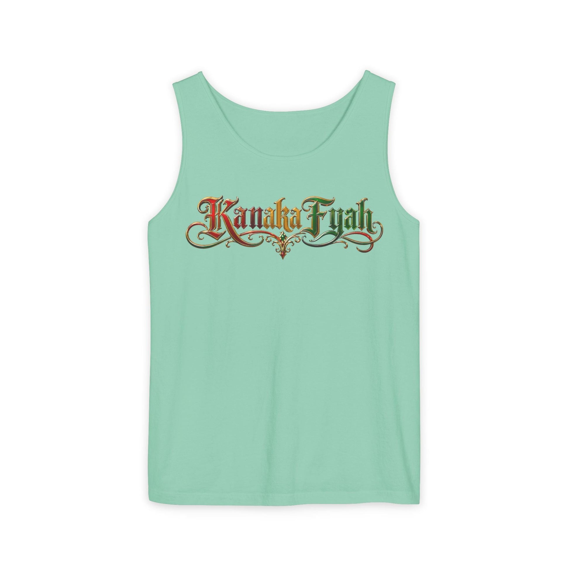 Kanaka Fyah Decorative Script Tank Top — Hawaiian Pride Graphic Tank Printify