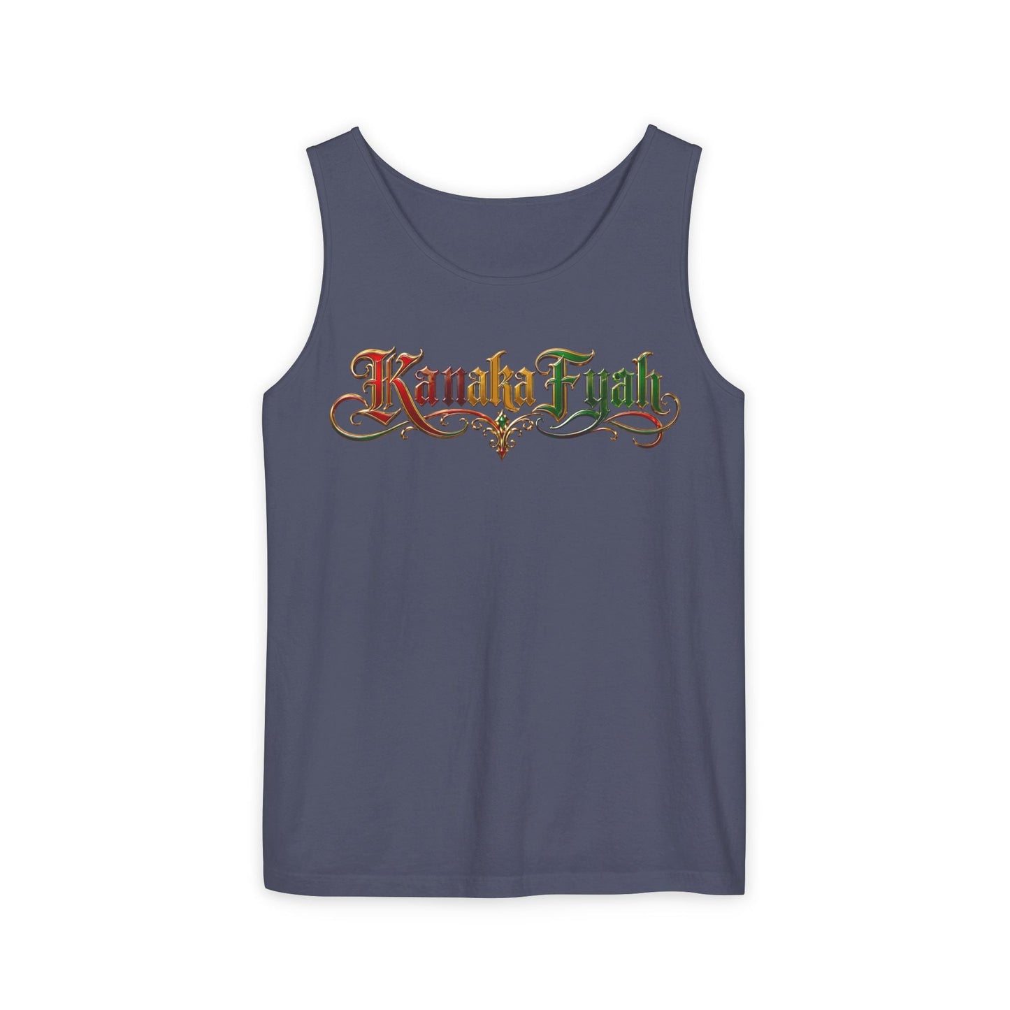 Kanaka Fyah Decorative Script Tank Top — Hawaiian Pride Graphic Tank Printify