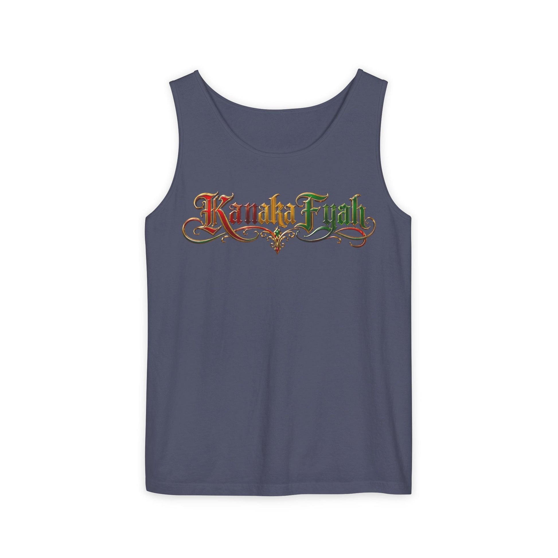 Kanaka Fyah Decorative Script Tank Top — Hawaiian Pride Graphic Tank Printify