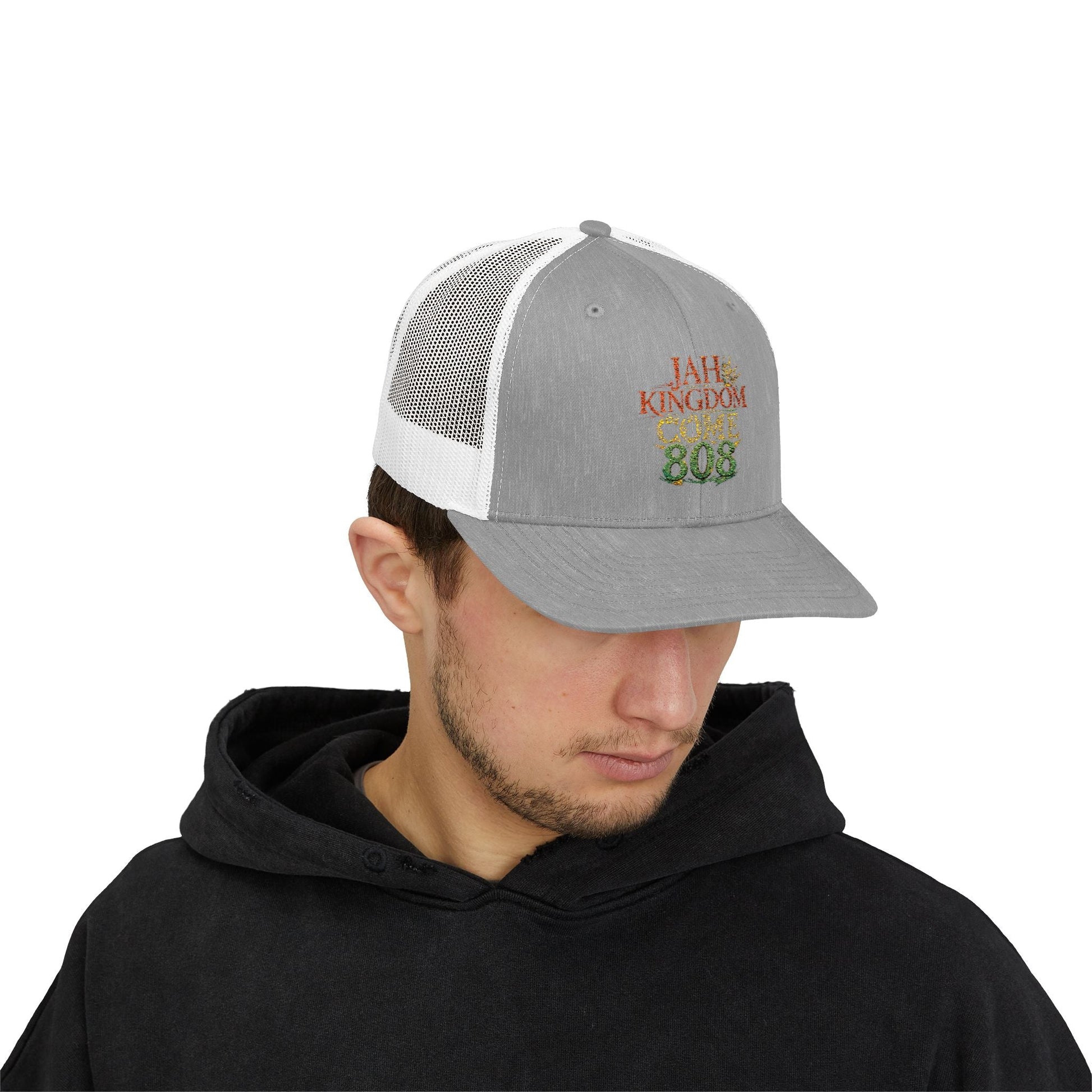 808 Love Snapback Trucker Cap — Retro Hawaiian Aloha Mesh Hat Printify