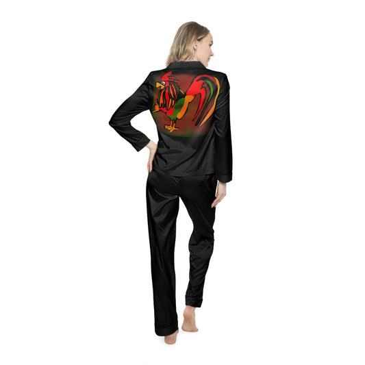 Women's Satin Rasta Rooster Pajamas Printify